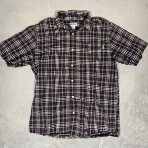 Carhartt Mens Brown Plaid Short Sleeve Button Down Shirt S277 DKB Large